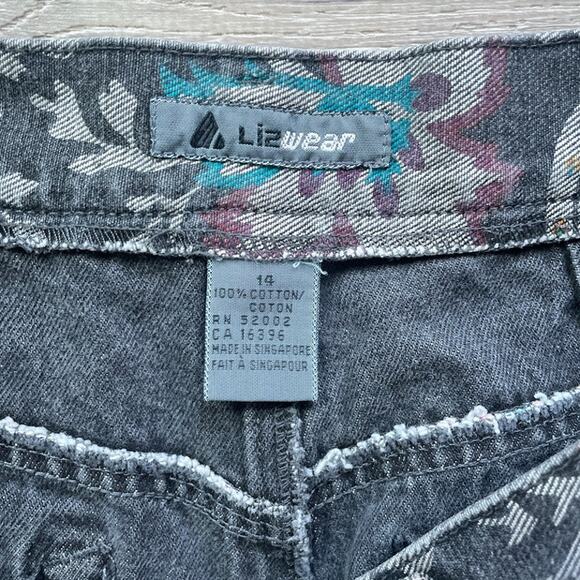 Vtg 90's Liz Wear Gray Paisley Floral High Rise Denim Jeans Sz 14 Baggy Grunge - Picture 8 of 8